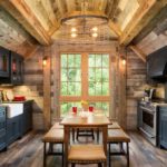 dining room kitchen in a small wooden house