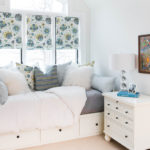 Roman curtains in the interior of a modern bedroom