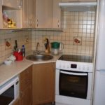 Corner sink in the interior of a small kitchen