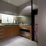 Gray cabinets under the kitchen ceiling