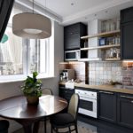 Open shelves above a cooker hood