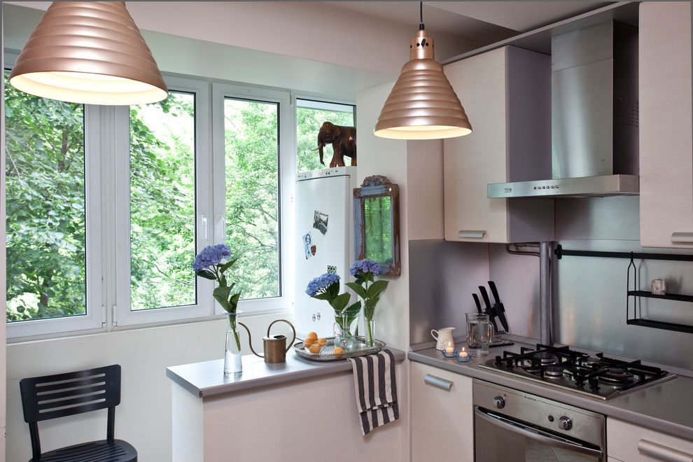 Small kitchen interior after joining the balcony