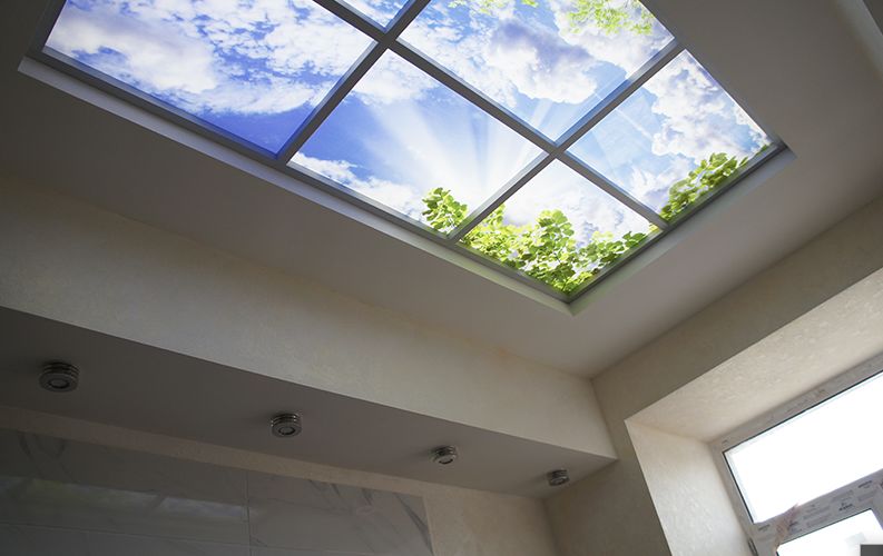 False window on the ceiling of the kitchen