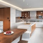 Wood in a high-tech kitchen interior