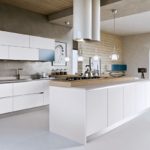 Minimalistic kitchen with a multifunctional island.