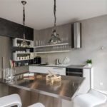 Stainless steel countertop in a high-tech kitchen