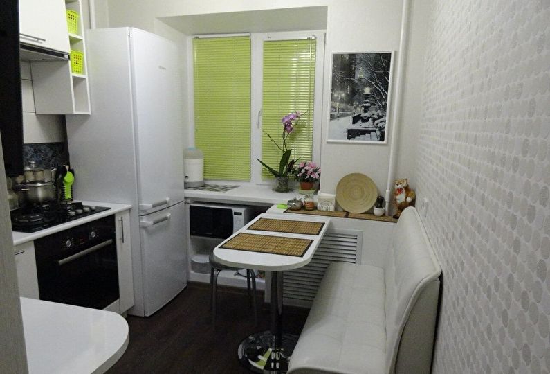 Dining area in a small corner kitchen