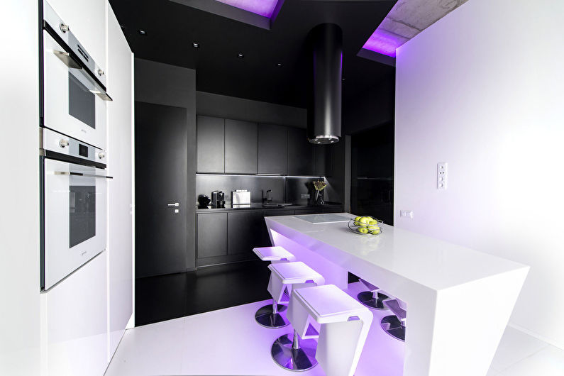 High-tech dimmed kitchen lighting