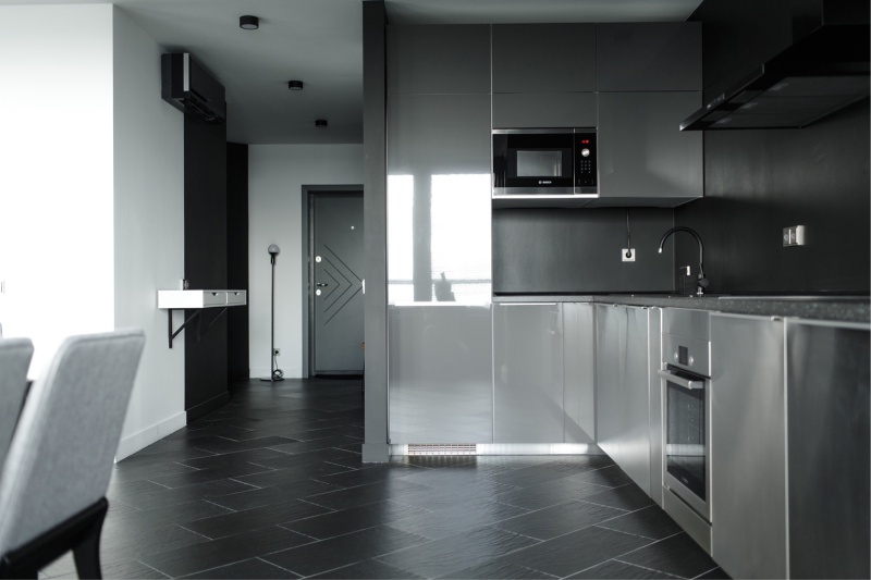 Gray high-tech kitchen