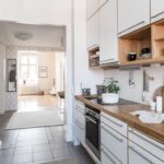 Wooden worktop linear kitchen