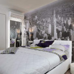 Wall mural in bedroom interior