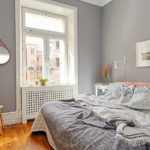 Stool in the corner of the bedroom with wooden floor