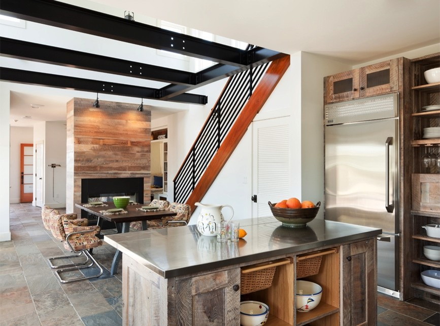 Staircase in the interior of the kitchen of a private house