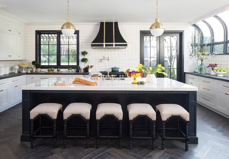 Black and white kitchen interior