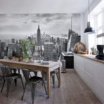 Wall mural in the interior of a modern kitchen