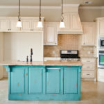 Three lights over the kitchen island