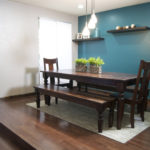 Wooden benches in a rural kitchen