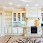 Self-leveling floor in a modern kitchen