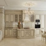 Skirting board with moldings on the kitchen ceiling