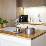 wooden countertop of the kitchen island