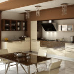 Brown color in the interior of the kitchen