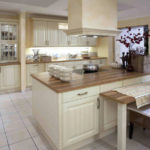 Large hood over the kitchen island