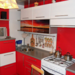 Set da cucina rosso e bianco 9 quadrati