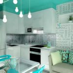 Plafond turquoise à l'intérieur de la cuisine