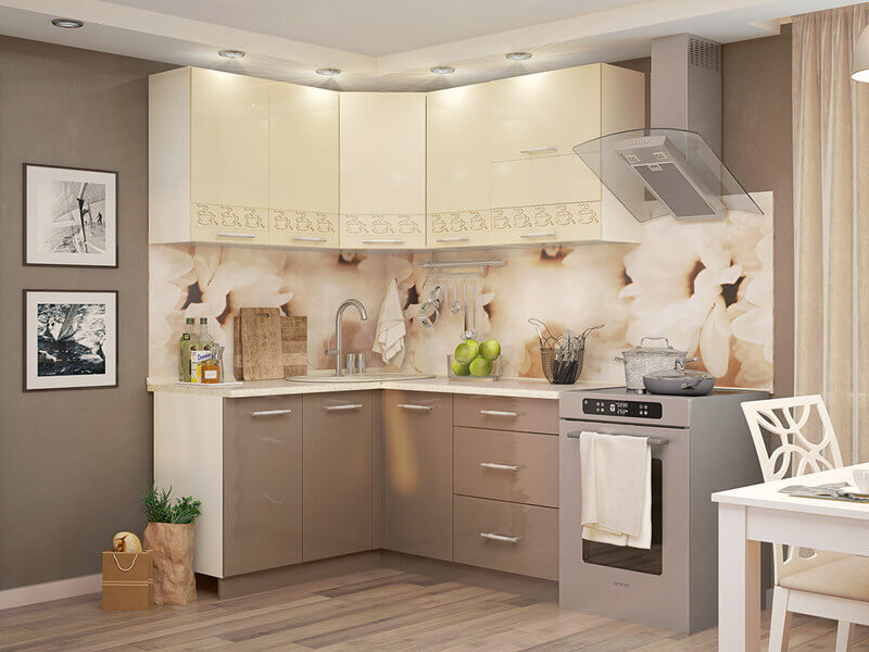 Light cupboards over an acrylic apron