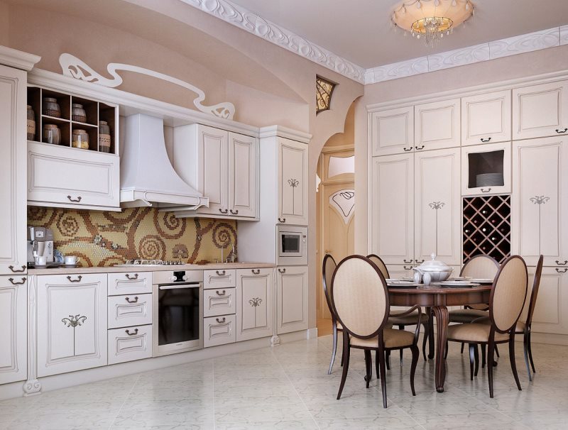 Ceramic floor in a classic style kitchen