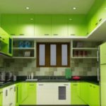 Cucina color lime per la cucina con una finestra nel mezzo