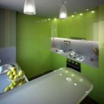 Piccola cucina in una combinazione di colori grigio e lime