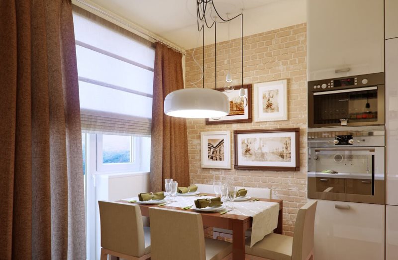 Kitchen window with cappuccino curtains