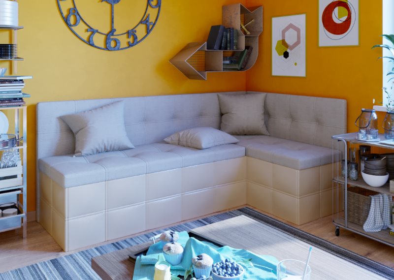 Beige corner sofa with berth