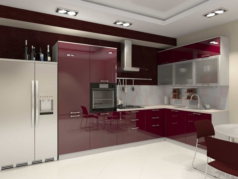 Cucina angolare high-tech con facciate scure