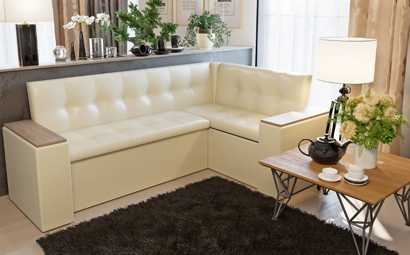 Beige corner sofa with berth