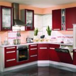 Cucina design con pareti rosa