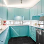 U-shaped kitchen in blue