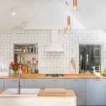 Bright kitchen in the attic of a country house