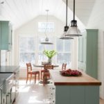 Pendant lights in the kitchen in a rural house