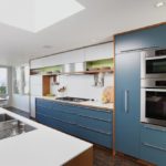 Line kitchen with integrated appliances