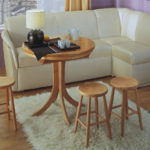 Wooden stools with round seats