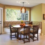 Ceiling lamp over brown table