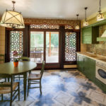 Cucina verde in stile orientale