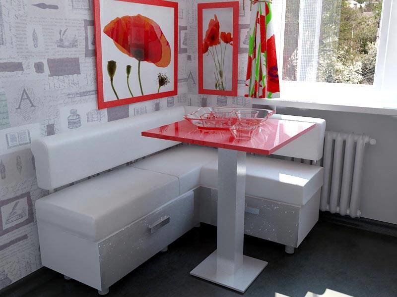 Kitchen corner with a compact red table