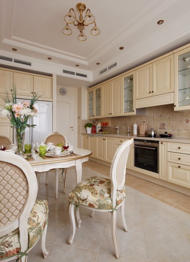 Interior of a bright kitchen in a classic style