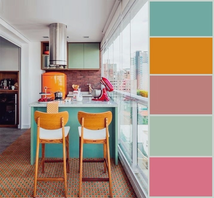 Lo schema di un'armoniosa combinazione di colori in una cucina moderna