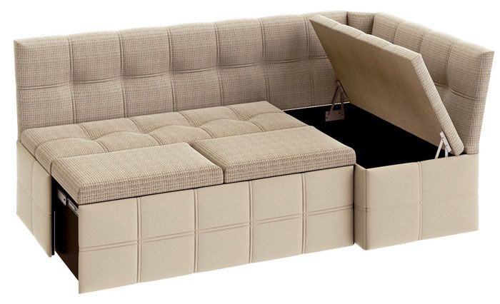 Upholstered sofa with storage box for kitchen utensils