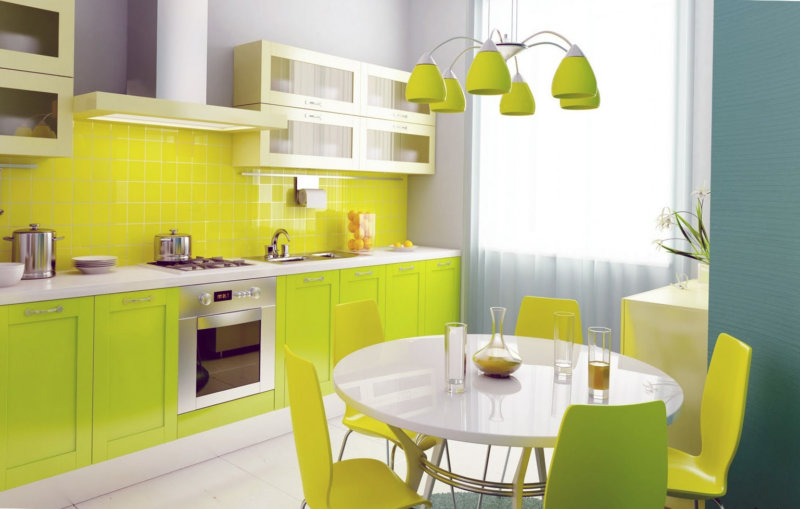 Linea cucina in colore verde chiaro