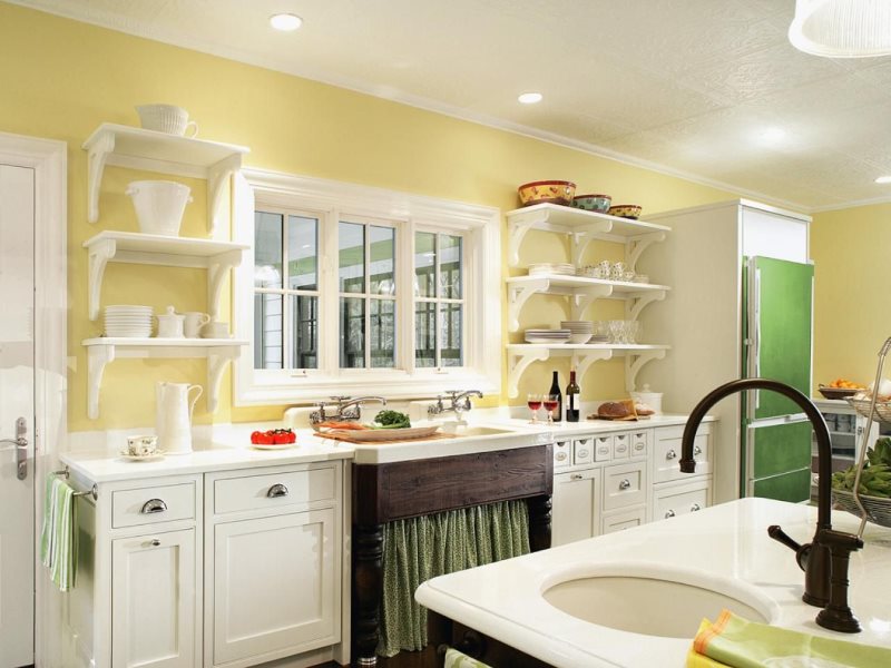 Black faucet in the kitchen in bright colors